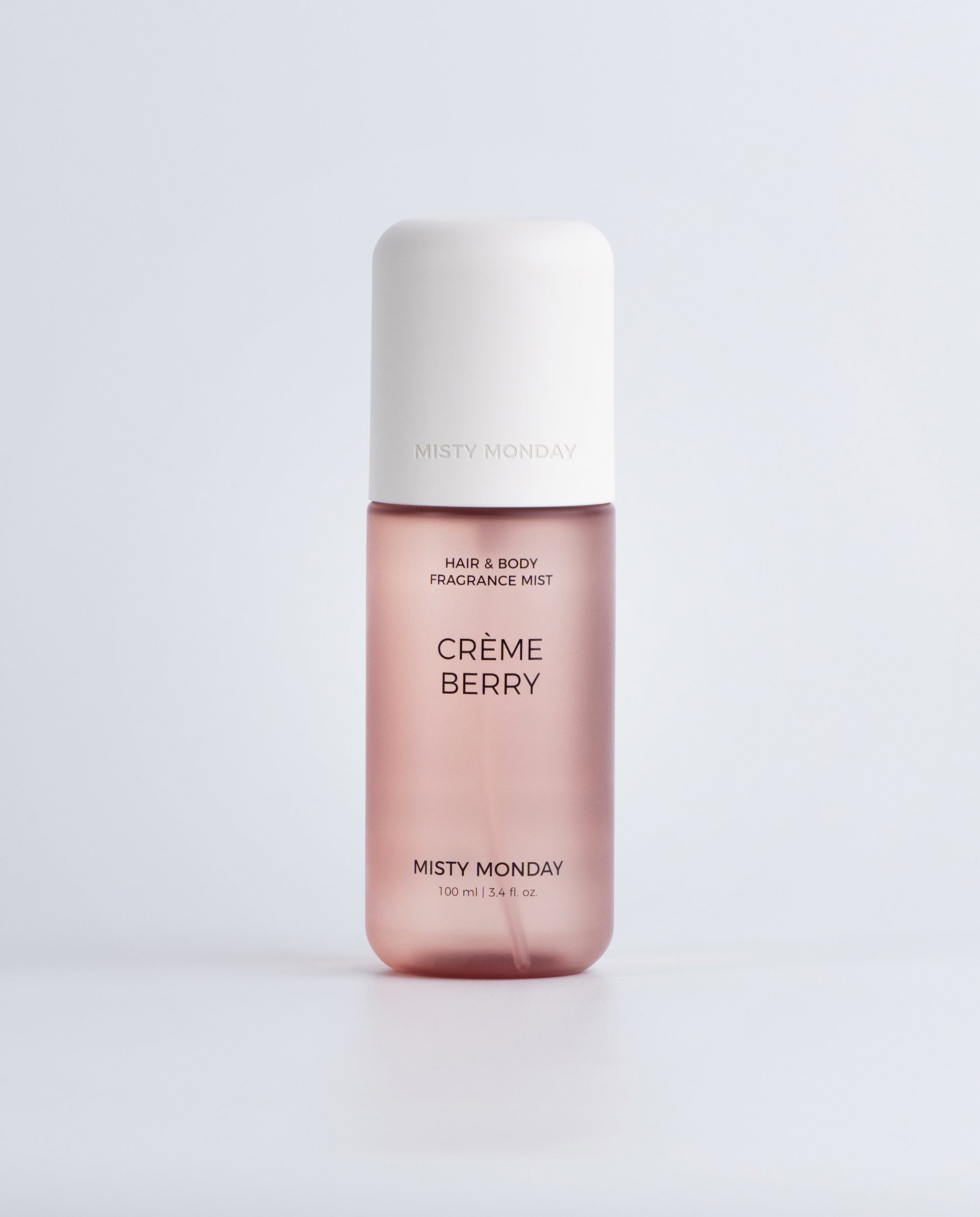 Misty Monday Créme Berry haj és testpermet szürke háttérrel