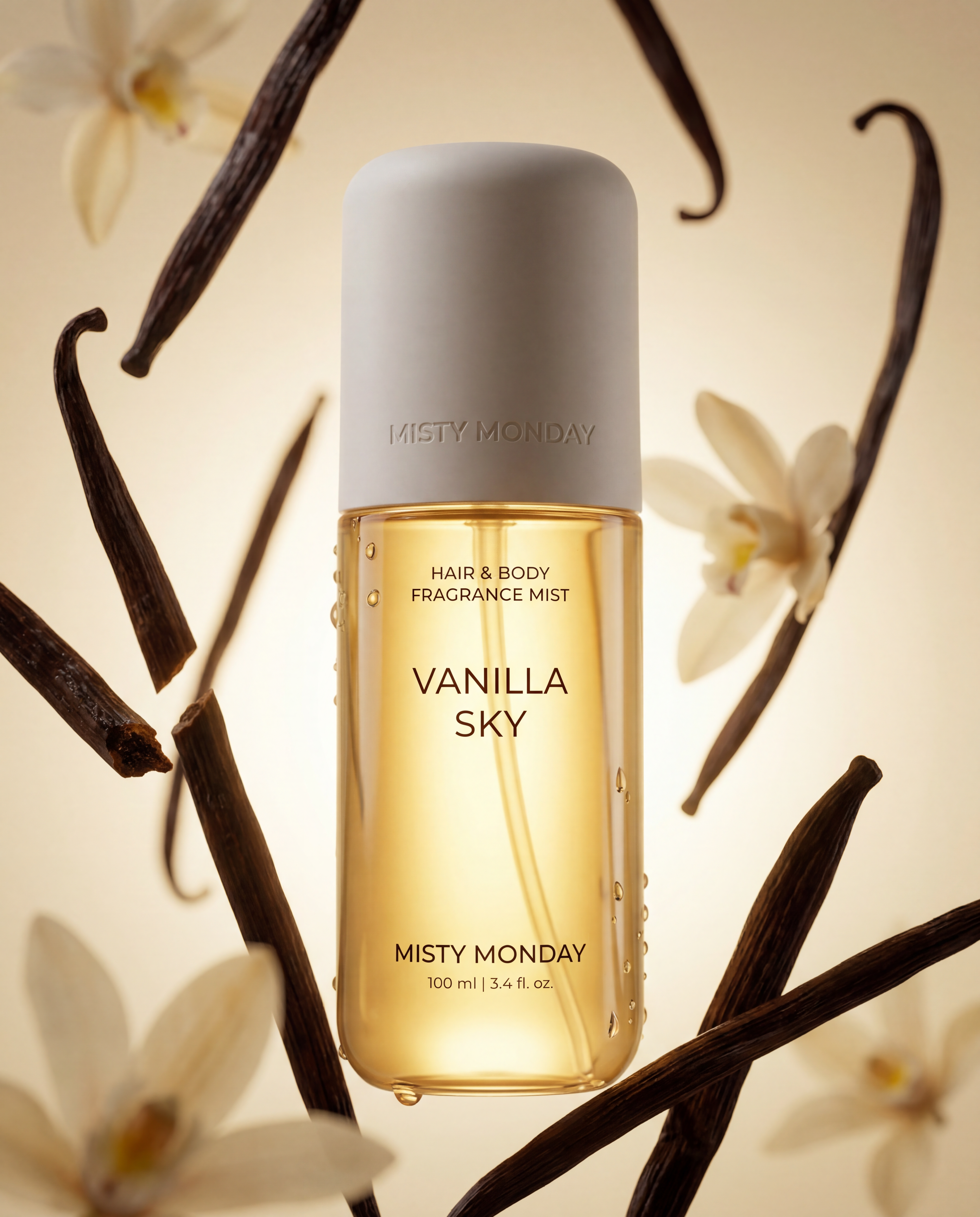 Misty Monday Vanilla Sky haj és testpermet vaníliarudakkal és virággal 